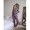 Женская пижама в клетку хлопковая (рубашка+брюки) Ladies' pijama Пудрово-чёрная